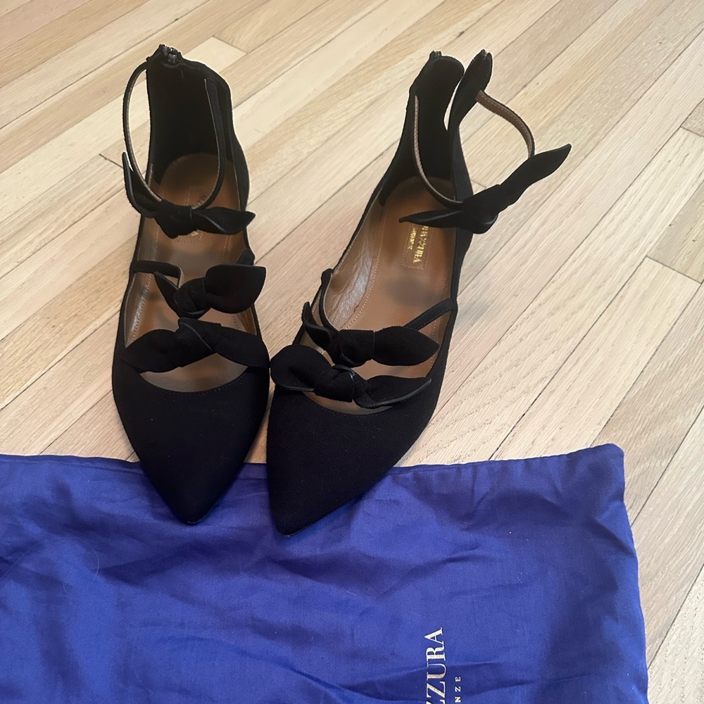 Aquazzura Firenze black flats size 37.5